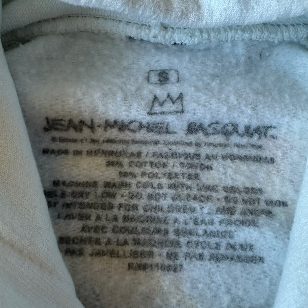 Jean-Michel Basquiat White Pullover Hoodie With Iconic Crown & Art Print S - Picture 5 of 6